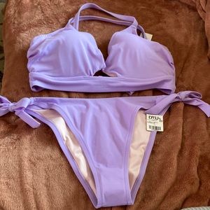 Shade and shore bikini set 36 double D large bottoms peach fabric on the inside